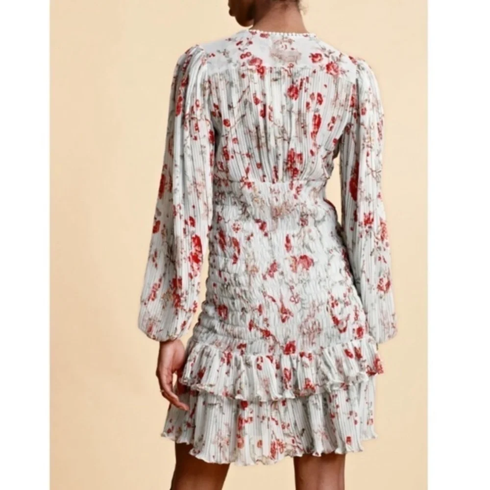 ✅ NWT By Timo Dress Plisse Mini Smocked Long Sleeve in Rose Garden Floral